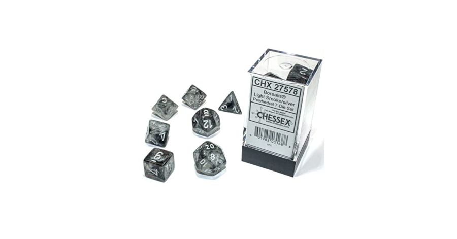 Chessex Borealis Light Smoke/silver Luminary 7- Die Set