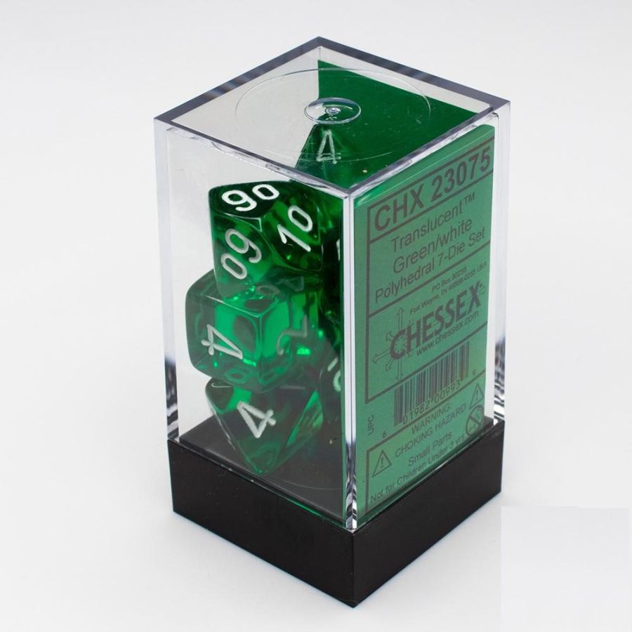 Chessex Translucent Polyhedral 7-Die Set - Green/white